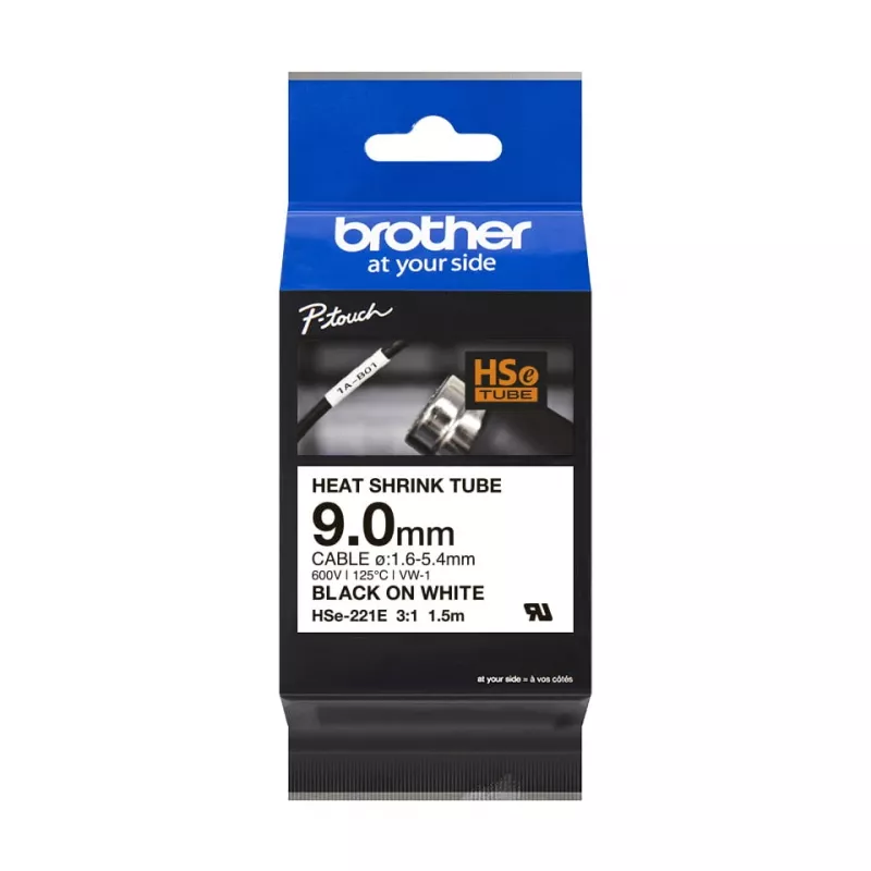 Tubo termorretráctil Brother HSE-221E negro blanco 150 cm