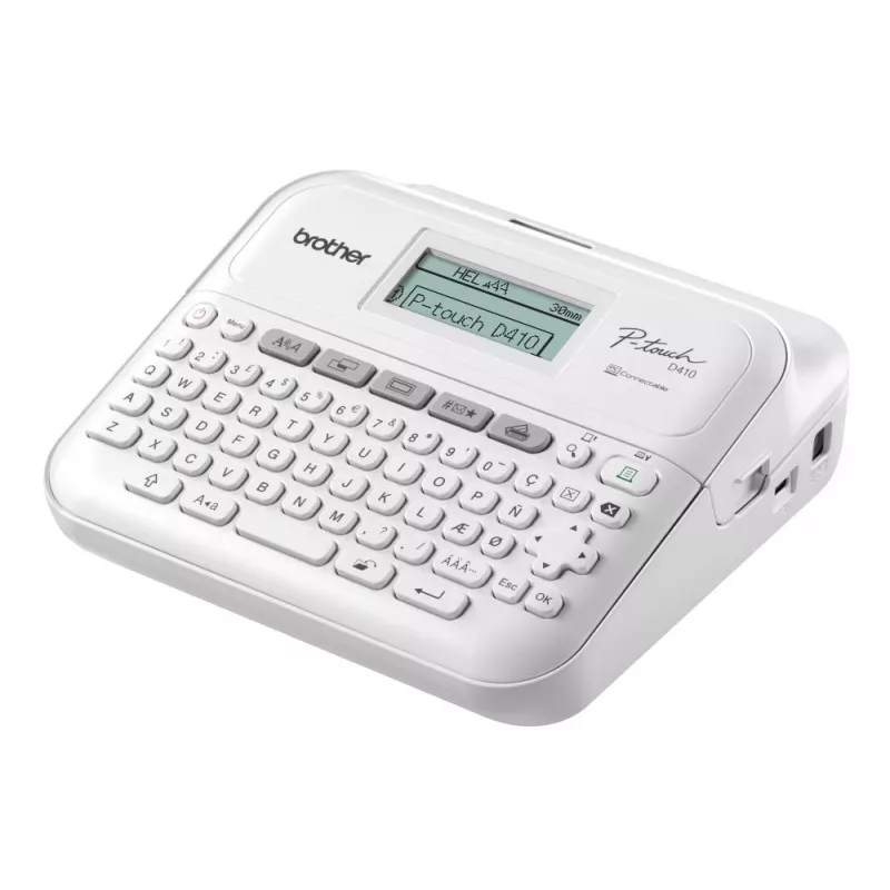 Impresora de etiquetas Brother PT-D410 portátil mono térmica, blanca, cinta hasta 12 mm