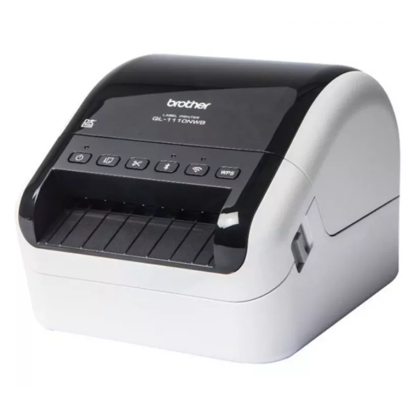 Brother QL-1110NWB, DK, térmica directa, 300 x 300 DPI, 110 mm/s, con cable e inalámbrica, negro, blanco