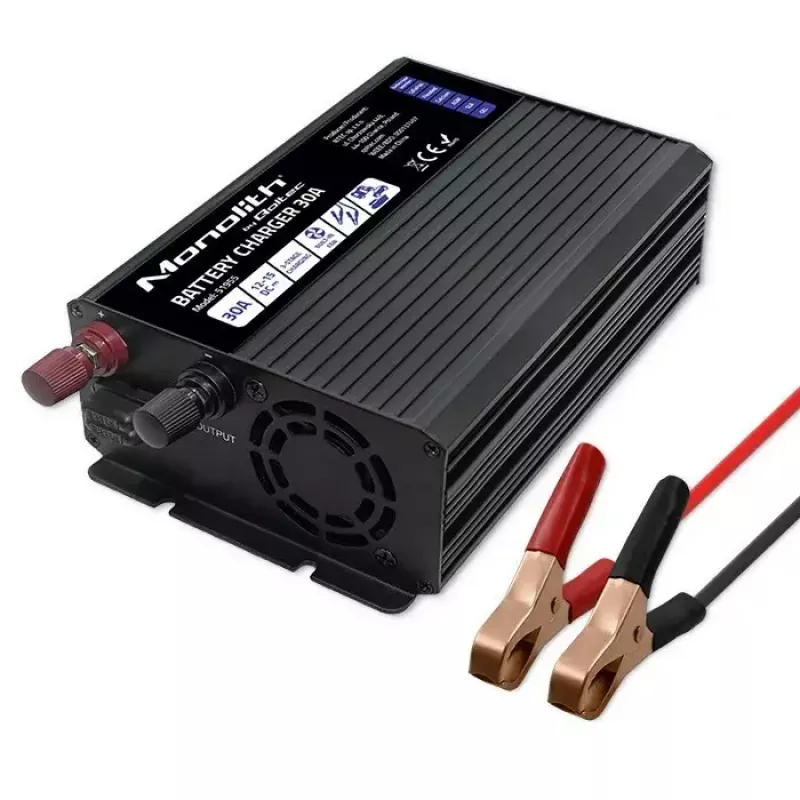 Cargador de baterías QOLTEC 51955 — 30A 12V para LiFePO4, AGM, GEL, SLA