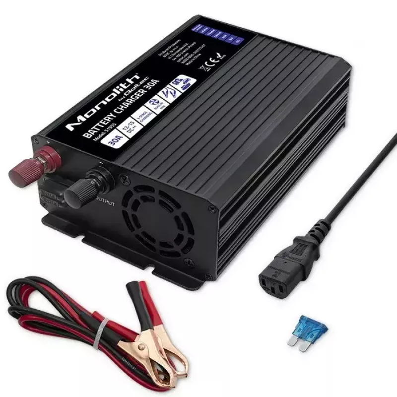 Cargador de baterías QOLTEC 51955 — 30A 12V para LiFePO4, AGM, GEL, SLA