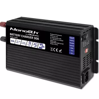 Cargador de baterías QOLTEC 51955 — 30A 12V para LiFePO4, AGM, GEL, SLA