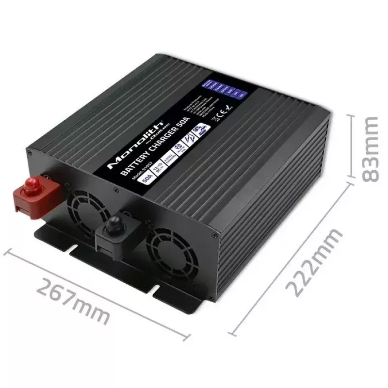 Cargador de baterías QOLTEC 51957 50A 12V para baterías LiFePO4, AGM, GEL, SLA