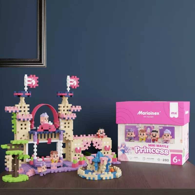 Set de construcción Marioinex Waffle Mini Blocks Princess — 280 piezas, multicolor, caja, edad 6+