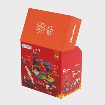 Set de construcción Marioinex Waffle Blocks Parque de bomberos 280 piezas, modelo 906279