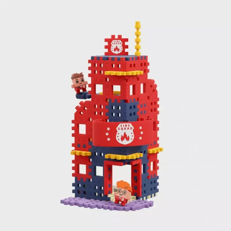 Set de construcción Marioinex Waffle Blocks Parque de bomberos 280 piezas, modelo 906279