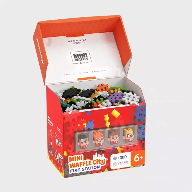 Set de construcción Marioinex Waffle Blocks Parque de bomberos 280 piezas, modelo 906279