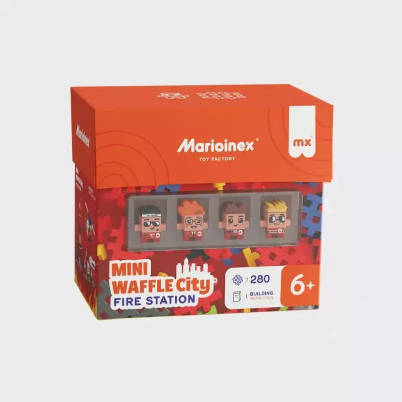 Set de construcción Marioinex Waffle Blocks Parque de bomberos 280 piezas, modelo 906279