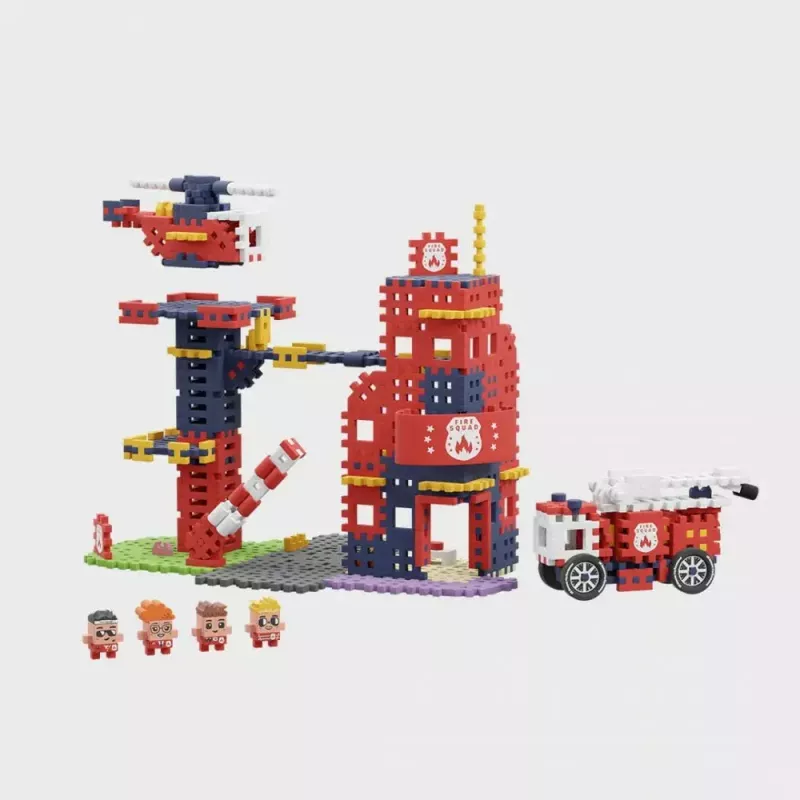 Set de construcción Marioinex Waffle Blocks Parque de bomberos 280 piezas, modelo 906279