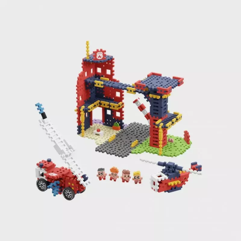 Set de construcción Marioinex Waffle Blocks Parque de bomberos 280 piezas, modelo 906279