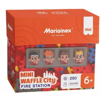 Set de construcción Marioinex Waffle Blocks Parque de bomberos 280 piezas, modelo 906279