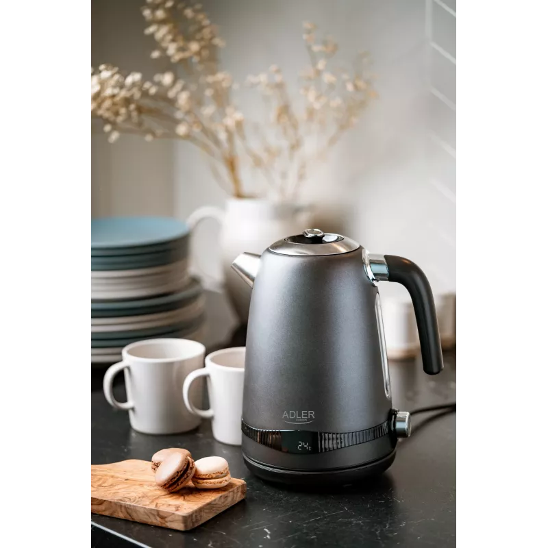 Adler Hervidor de agua | AD 1295g SS | Eléctrico | 2200 W | 1,7 L | Acero inoxidable | Base giratoria 360° | Gris