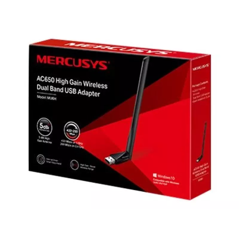 Adaptador USB inalámbrico Dual Band de alta ganancia Mercusys AC650