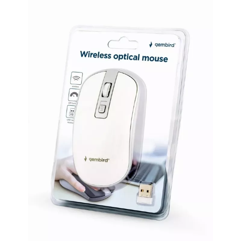 Ratón USB óptico inalámbrico blanco/plata MUSW-4B-06-WS Gembird