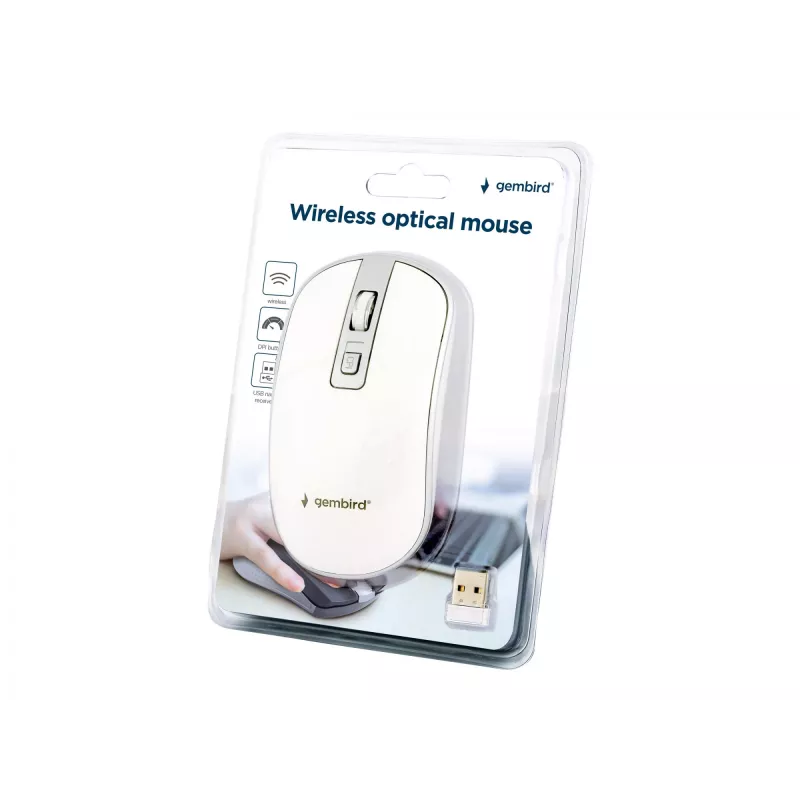 Ratón USB óptico inalámbrico blanco/plata MUSW-4B-06-WS Gembird