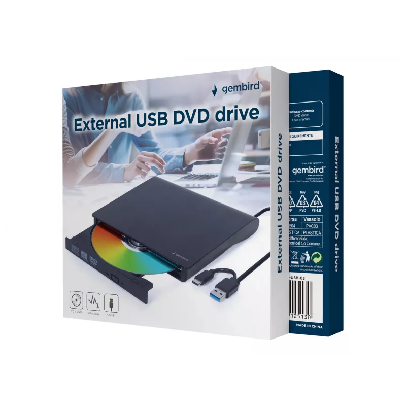 Gembird DVD-USB-03 unidad de DVD externa USB, negra