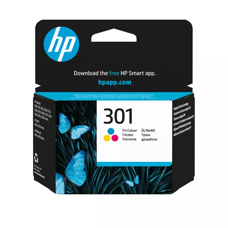 Cartucho de tinta original HP 301, tricolor