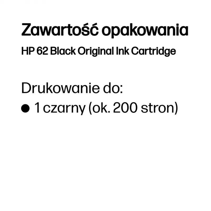 Cartucho de tinta original HP 62 negro