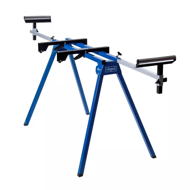 Soporte para sierra de ingletar Scheppach UMF1550, soporte metálico de 4 patas, capacidad de carga máx. 150 kg, longitud máx. 194,5 cm, tamaño 950×540×810 mm, negro