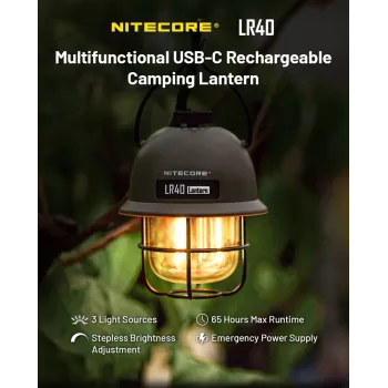 Linterna de camping USB Nitecore LR40 100 lm oliva