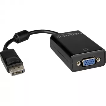 Adaptador de cable de vídeo DeLOCK 61848 0,125 m VGA (D-Sub) DisplayPort negro
