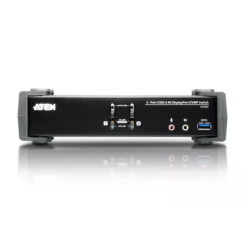 ATEN Switch KVMP™ 2 puertos USB 3.1 Gen 1 4K DisplayPort 1.2 con audio (cable KVM incluido)