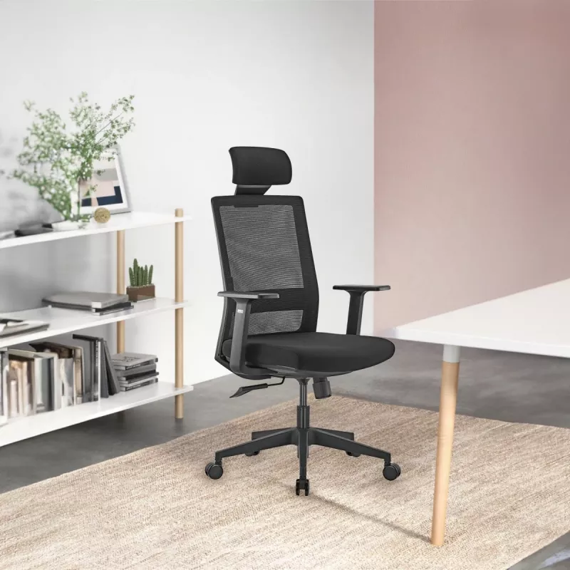 Ergo Office ER-425 Silla de oficina ergonómica de respaldo alto, máx. 150 kg, giratoria, soportes ajustables