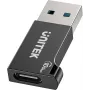 Adaptador Unitek USB-C a USB-A A1049ABK01 — negro, adaptador compacto USB-C (conector hembra) a USB-A (conector macho)