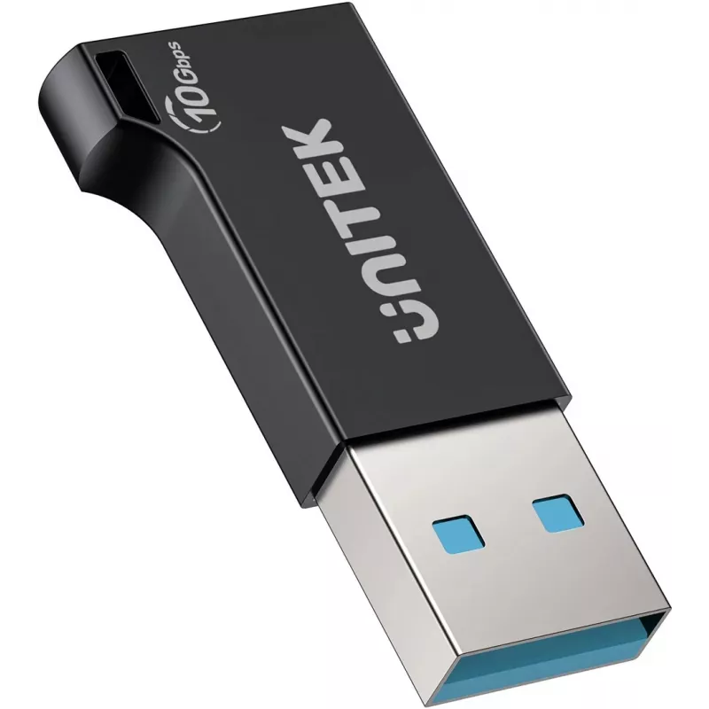 Adaptador Unitek USB-C a USB-A A1049ABK01 — negro, adaptador compacto USB-C (conector hembra) a USB-A (conector macho)