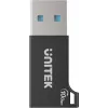 Adaptador Unitek USB-C a USB-A A1049ABK01 — negro, adaptador compacto USB-C (conector hembra) a USB-A (conector macho)