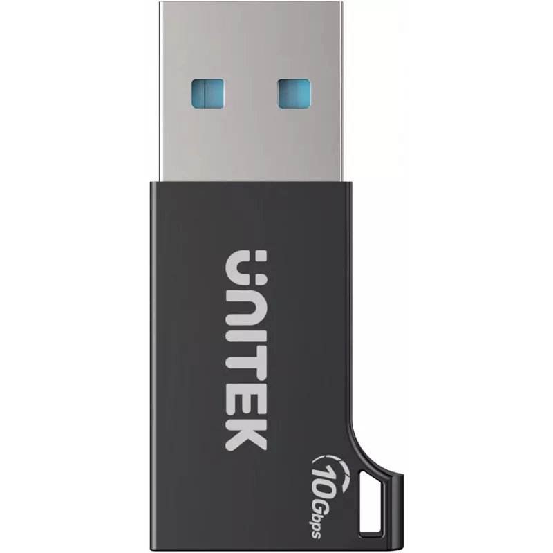 Adaptador Unitek USB-C a USB-A A1049ABK01 — negro, adaptador compacto USB-C (conector hembra) a USB-A (conector macho)
