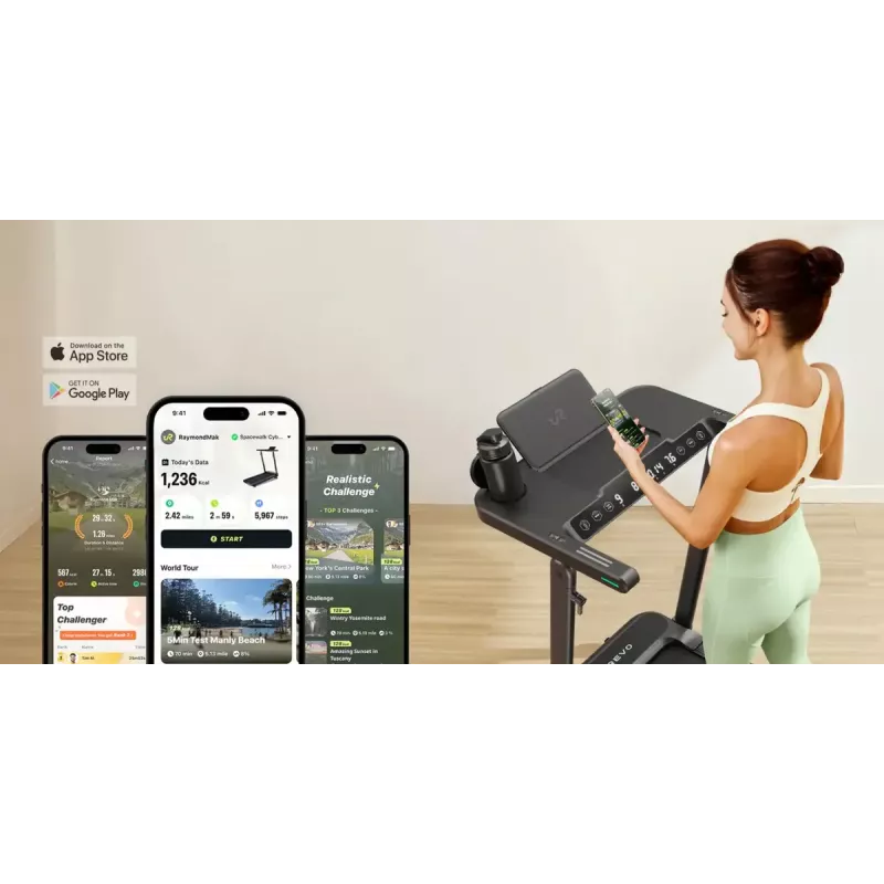 Urevo cinta de correr con escritorio integrado para trabajar y entrenar Foldi 3S peso máximo de usuario 120 kg velocidad mínima 1 km/h velocidad máxima 12 km/h