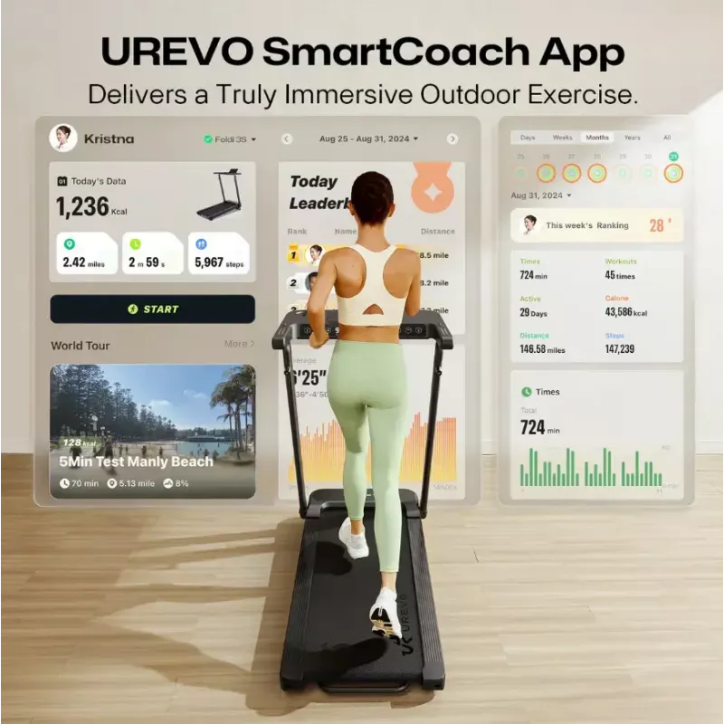 Urevo cinta de correr con escritorio integrado para trabajar y entrenar Foldi 3S peso máximo de usuario 120 kg velocidad mínima 1 km/h velocidad máxima 12 km/h