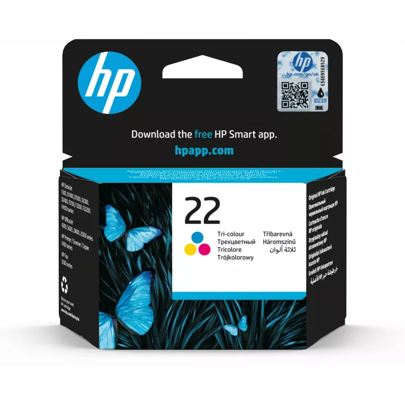 HP 22 cartucho de tinta original tricolor capacidad estándar 5 ml 165 páginas pack de 1