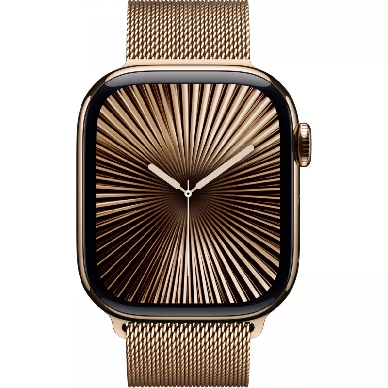 APPLE Watch Series 10 GPS + Cellular 42mm carcasa de titanio dorado con correa Milanese Loop dorada