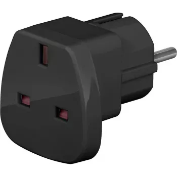 Wentronic Goobay adaptador de viaje, negro - conector UK > tipo F (tipo F, CEE 7/7) (94271)