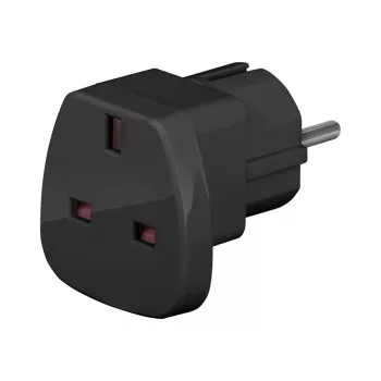 Wentronic Goobay adaptador de viaje, negro - conector UK > tipo F (tipo F, CEE 7/7) (94271)