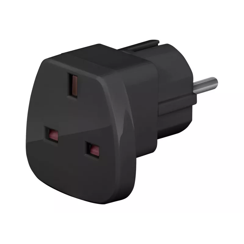 Wentronic Goobay adaptador de viaje, negro - conector UK > tipo F (tipo F, CEE 7/7) (94271)