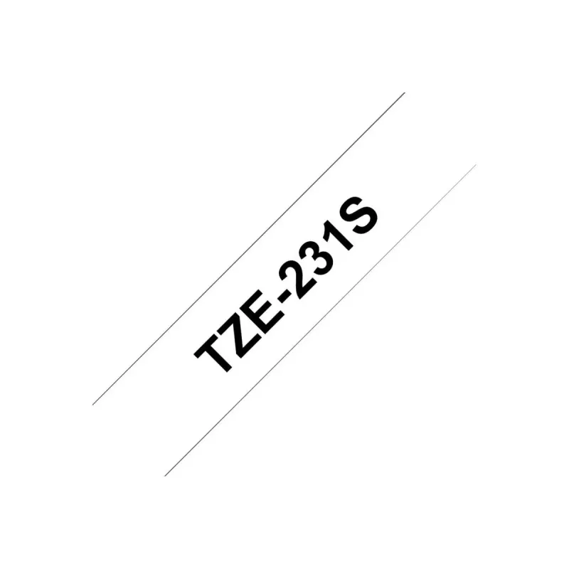 Brother TZe231S - Cinta laminada - negro sobre blanco - rollo (1,2 cm x 4 m) 1 rollo(s) - para P-Touch PT-1010, 1080, 1090, 1230, 1280, 1290, 2100, 243