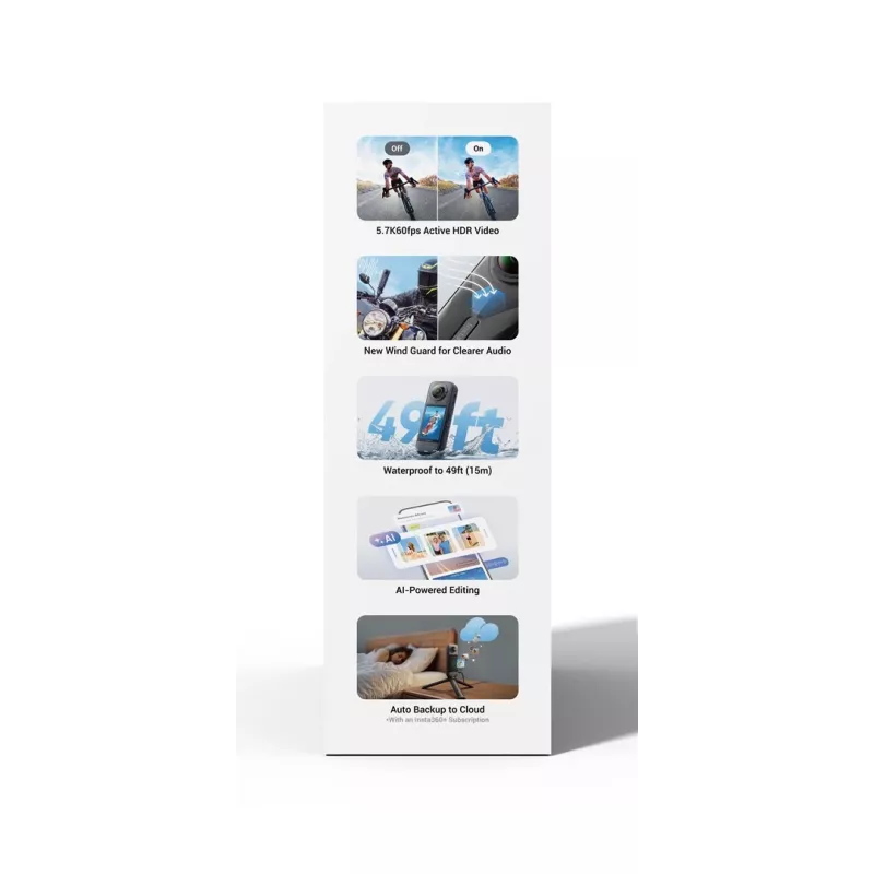 Insta360 X5 Bundle Cámara de acción deportiva 72 MP 8K Ultra HD 360°