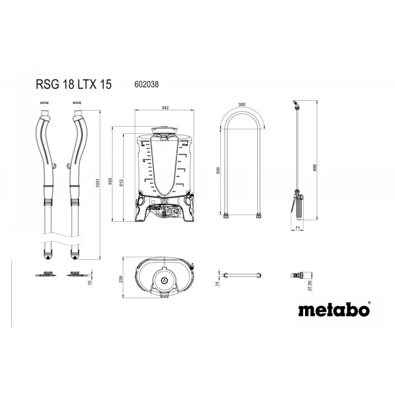Pulverizador de jardín de mochila Metabo RSG 18 LTX 15