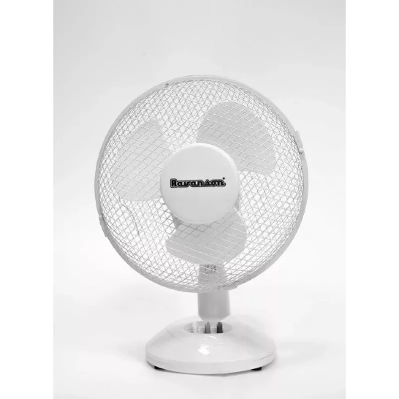 Ventilador de mesa doméstico Ravanson WT-1023 — aspas de 27 cm, 3 aspas, 2 velocidades, 23 W, blanco