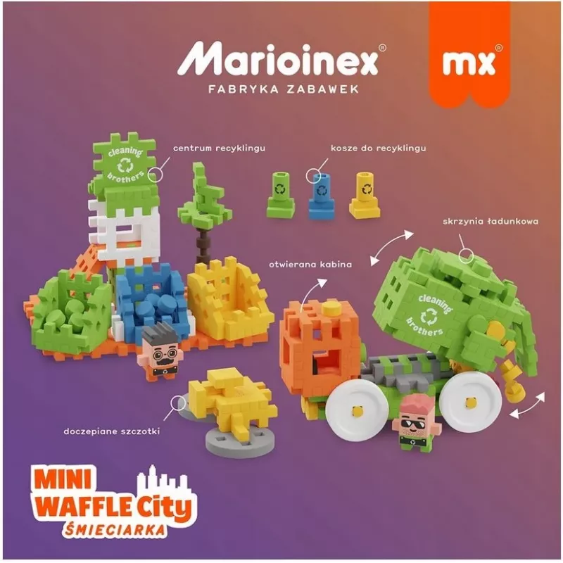 Marioinex Mini Waffle City camión de la basura, bloques de construcción, 148 piezas (903131)