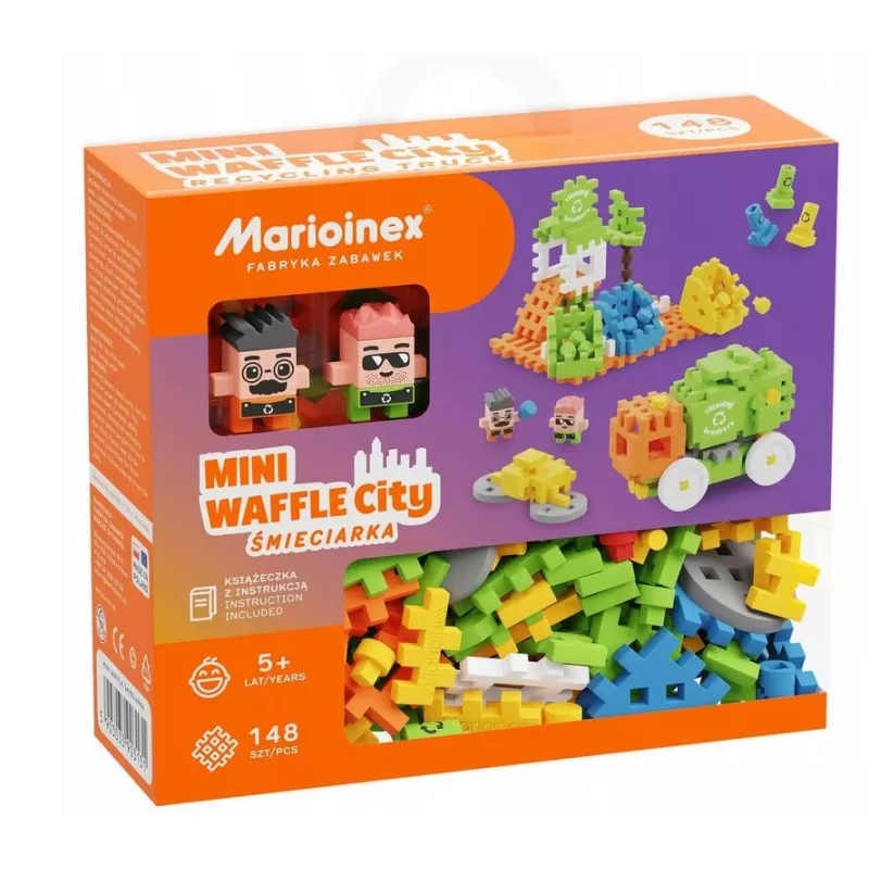 Marioinex Mini Waffle City camión de la basura, bloques de construcción, 148 piezas (903131)