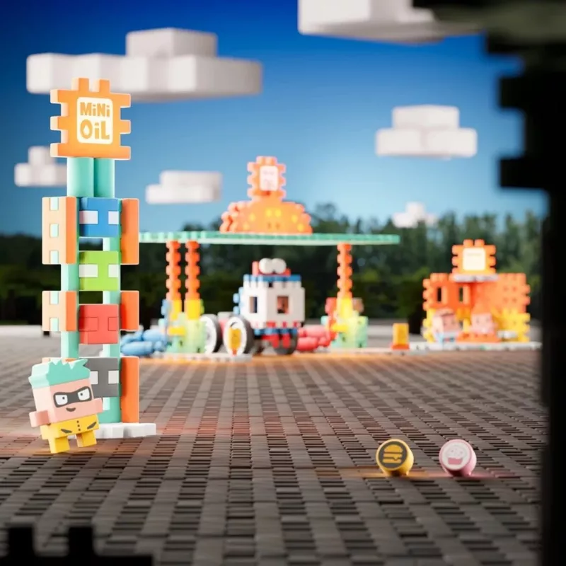 Set de bloques Marioinex Mini Waffle Blocks gasolinera, 148 piezas, multicolor, a partir de 6 años