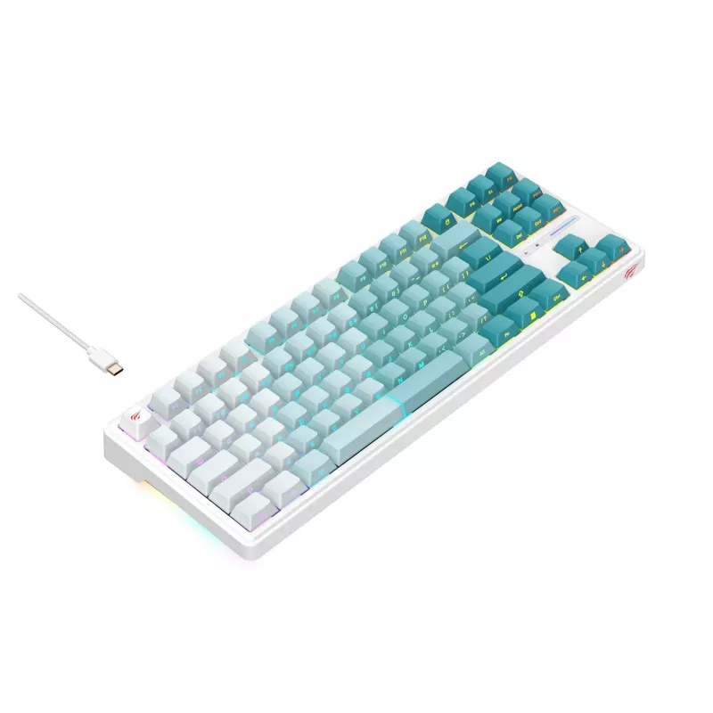 Teclado gaming Havit KB901L blanco y verde USB con cable RGB LED