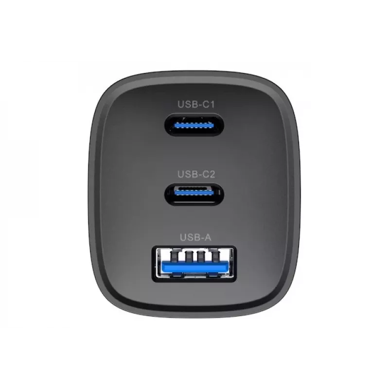 Cargador de viaje Havit UC20 GaN de tres puertos 65 W negro