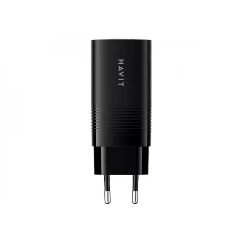 Cargador de viaje Havit UC20 GaN de tres puertos 65 W negro