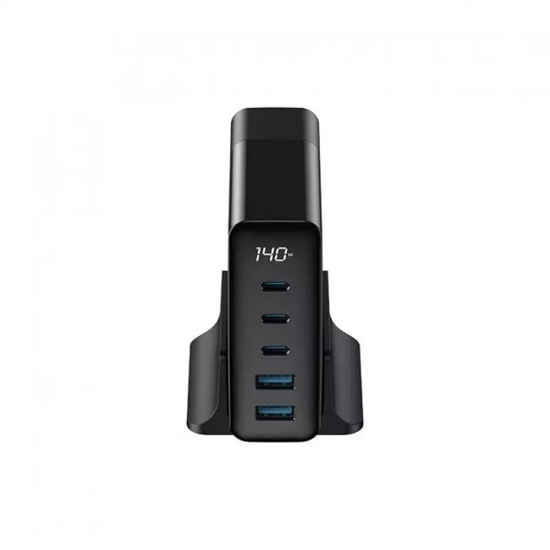 HAVIT Cargador de viaje UCLE004 EU 140W cinco puertos GaN negro