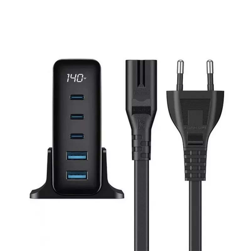 HAVIT Cargador de viaje UCLE004 EU 140W cinco puertos GaN negro